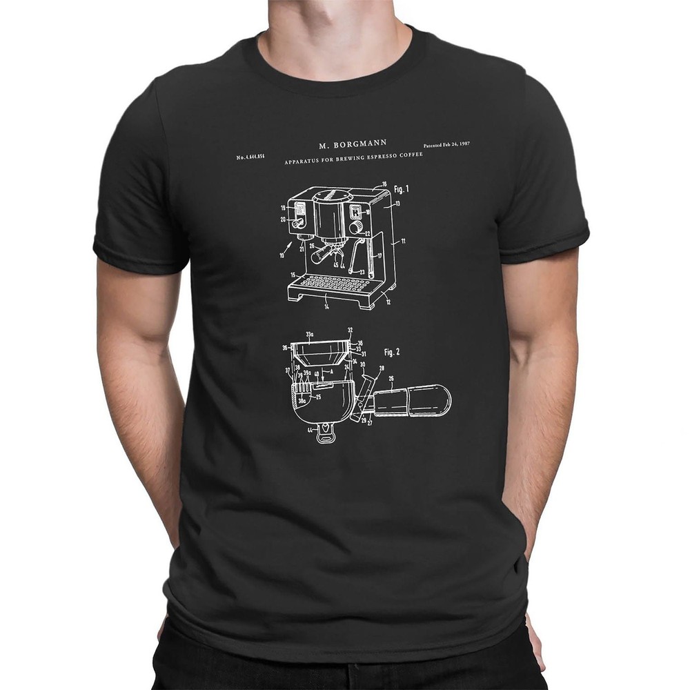 Espresso Coffee Maker Patent Unisex Shirt Coffee Maker Gift Tee Size S-3XL