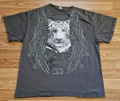 Vintage 90s Animal Planet White Tiger Nature T Shirt Large