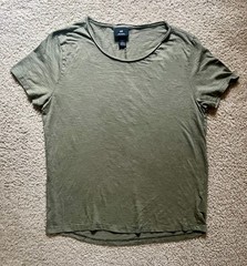 H&M Regular Fit Olive Green Short Sleeve Slub T-Shirt Size M Classic Flowy Tee