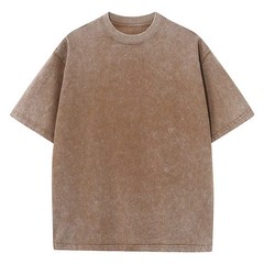 Oversized washed Heavyweight 100% Cotton T-Shirt Vintage Wash Blank Tee S-XXL