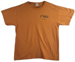 Denton Texas Cowboy Church Logo Orange Distressed T-shirt Mens Large