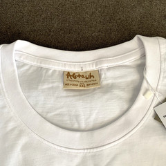 AGTAWH Mens T-Shirt Size 2XL 100% Cotton Peace Sign Embroidered Tee White/Orange