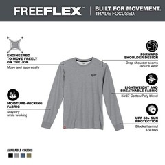 Milwaukee Men’s Medium Gray Cotton/Polyester Long-Sleeve Hybrid Work T-Shirt