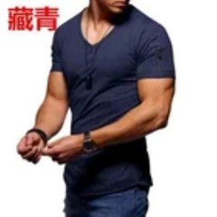 2025 Brand Quality Cotton Men T-shirt V-neck Fashion Design Slim Fit Soild
