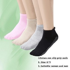 Pilates Yoga Non Slip Grips Socks, Sticky Ballet Workout Hospital Socks, 4 Pairs