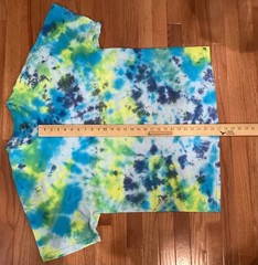 Gildan Heavy Cotton Tye Dye T Shirt Size 2XL Teal Blue Yellow Green Distressed