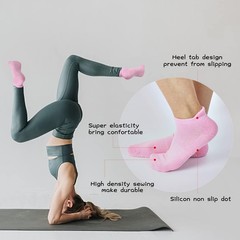 Pilates Yoga Non Slip Grips Socks, Sticky Ballet Workout Hospital Socks, 4 Pairs