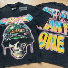 Godspeed Skeleton soldier chain helmet printing Tee Mens Cotton T-shirt