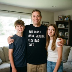 Mens Funny T Shirts The Most Ohio Skibidi Rizz Dad Ever Internet Meme Graphic