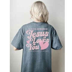 Jesus Loves You Pink Hearts Beach Shirt, Oversized Christian T-Shirt
