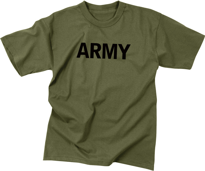 Olive Drab ARMY Physical Training PT Workout T-Shirt Uniform Gym Tee