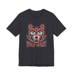 Wolf Spirit T-Shirt | Red & Black Indigenous Formline Wolf Head Tee Shirt