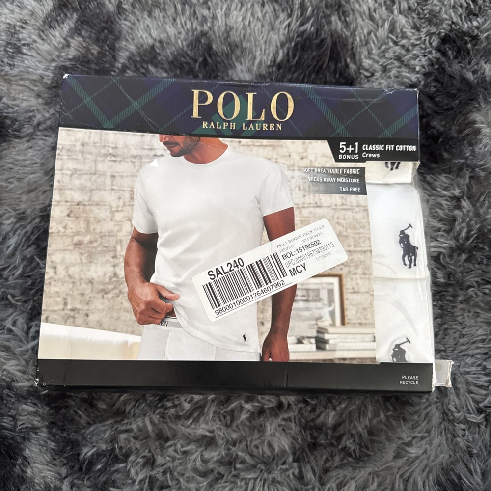 Polo Ralph 6 Piece Classic fit Colton Crews white T-SHIRT S-size Vintage