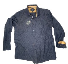 Mens Shirt Rosso Milano Italy 17.5 Navy New With Tag Long Sleeve Dress Button XL