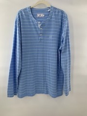 Southern Tide Henley Shirt Men’ Blue Striped Long Sleeve Stretch Casual Prep XL