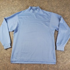 Foot Joy Shirt Mens Medium Blue High Neck Long Sleeve Logo Stretch Pullover