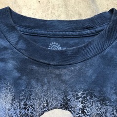 The Mountain Long Sleeve Shirt XL Eagle Winter Scene Blue Graphic Tie Dye Rare