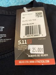 5.11 Tactical Mens Pocket Short Sleeve T-Shirt in Black Size Medium