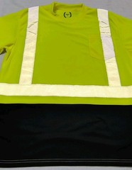 North 15 High Vis LS Safety Work T-Shirt Pocket ASNI Class 2 Yellow Black Sz L