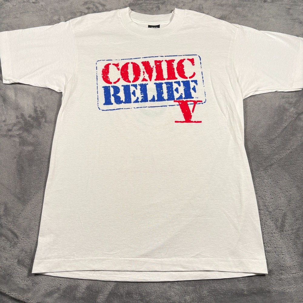 Vintage 1992 Screen Stars T-Shirt Mens Large White Comic Relief V Robin Williams
