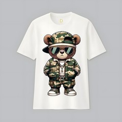 Camo Hip Hop Teddy Bear Camouflage Gangsta Streetwear Hustle T-Shirt