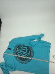 Obey Mens XL Long Sleeve Greek Graphic T-Shirt 100% Cotton Turquoise Streetwear