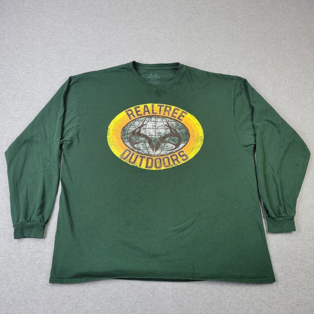 Realtree Outdoors Shirt Mens 2XL XXL (50-52) Green Logo Graphic