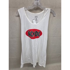 AC/DC Mens Graphic Tank Top White Red Logo Racerback Cotton Size Large NWT