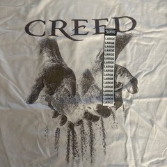 New Creed Band T Shirt Mens Large White Graphic Hands Spencer’s Rock Band NWT