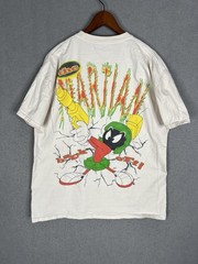 American Thrift Looney Tunes Marvin the Martian Graphic T-Shirt Mens M Cream