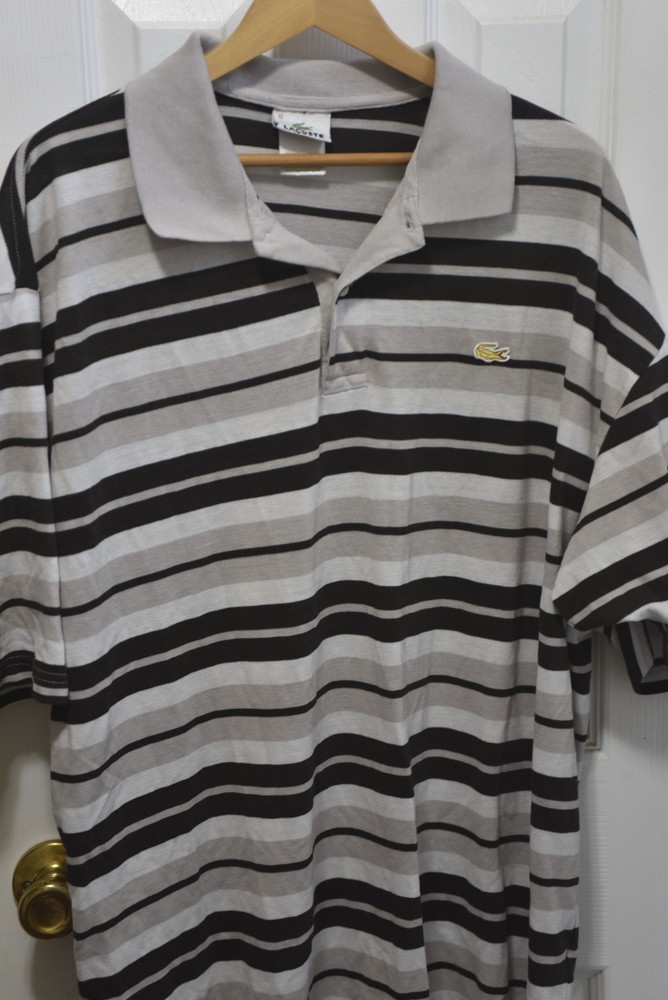 Lacoste Striped Polo Shirt Gray Black White Size 2XL LSC082