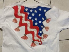 VTG Custom Made American Flag On A Fruit of the Loom White Single Stitch XXL