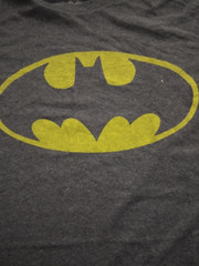Batman Bat Signal Logo Black Yellow Graphic Dark Grey T-Shirt Sz XL