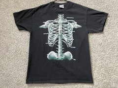 Vtg 90s Discovery Channel Skeleton Rib Cage T-shirt Adult L Mall goth Retro Emo