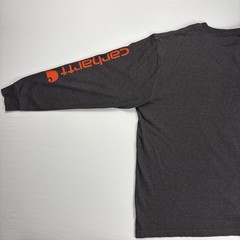 Carhartt K231 Original Fit Long Sleeve Graphic Logo Sleeve Shirt L Regular Gray