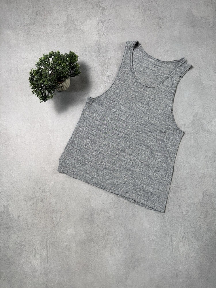 Allsaints Figet Vest Cotton Men Tank Top Sleveless T Shirt Size M Grey