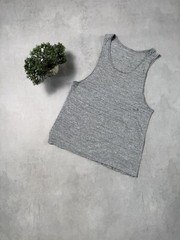 Allsaints Figet Vest Cotton Men Tank Top Sleveless T Shirt Size M Grey