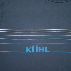 KUHL Wildfibre Mountain Lines T-Shirt Mens XL Blue Crew Neck Organic Cotton