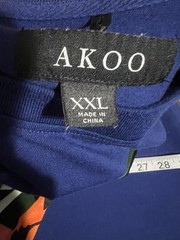 Akoo T-Shirt Graphic Fox Short Sleeve Men’s 2XL Dk Green Lt Green Blue Crew Neck