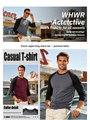 Mens Contrast Baseball Long Sleeve T Shirt Casual Top 100% POLYSTER 4 Colours