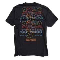 Pac-Man Mens Large Black Graphic T-Shirt Neon Ghost Print C-Life Group Cotton