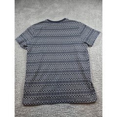 Navy Blue Geometric Tribal Pattern Pocket T-Shirt Short Sleeve Crew Neck Mens