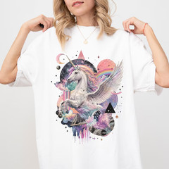 Pegasus Unicorn Shirt, Fantasy Horse T-Shirt, Rainbow Galaxy Graphic Tee