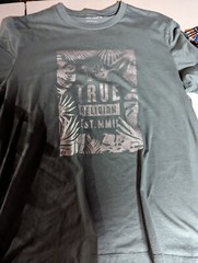 True Religion Grey/Green Adult Foil Leaves Graphic Crew Neck T-shirt Sz Large