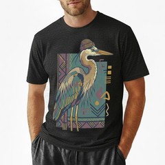 Hipster Heron Bird T-Shirt Beanie Hat Geometric Abstract Art Nature Gift