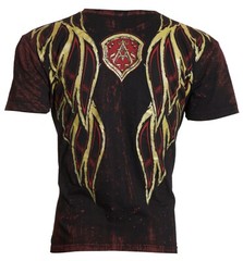 ARCHAIC by AFFLICTION Black Red RIDE IT Short Sleeve Slim Fit Y2K T-shirt NWT