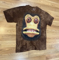 NWOT The Mountain Crazy Cymbal Monkey T Shirt Adult Size XL Tie Dye Brown