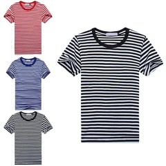Blue And White Stripes Short Sleeved Tshirt For Men In Sports And Casual Style