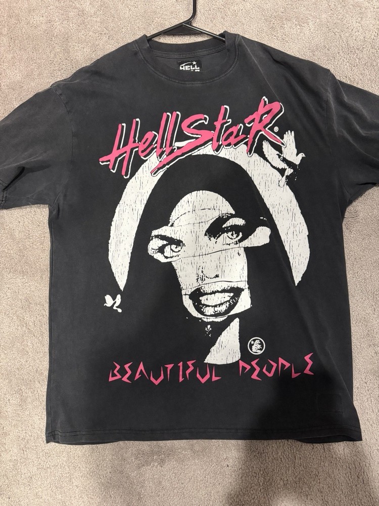 Hellstar Men’s T-Shirt Black Pink XL 100% Cotton Beautiful People
