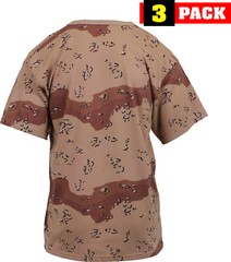 Desert Camo Six Color Army T-Shirts Tactical Military Short Sleeve Tees – 3 PACK